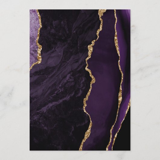 Lila Gold Agate Moderne Script Plum Hochzeit Menükarte (Rückseite)