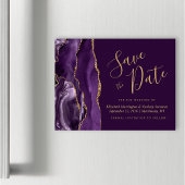 Lila Gold Agate Plum Magnetic Save the Date Magnetkarte