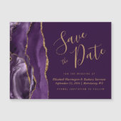Lila Gold Agate Plum Magnetic Save the Date Magnetkarte (Vorderseite)