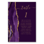 Lila Gold Agate Plum Wedding Tischnummer (Vorderseite)