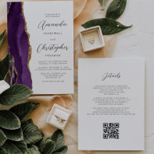 Lila Gold Agate QR Code Wedding