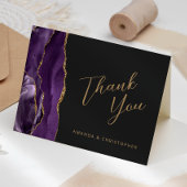 Lila Gold Agate Script Dunkle Hochzeit Vielen Dank Karte