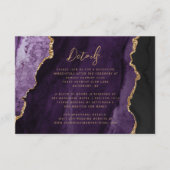 Lila Gold-Agate-Script-Hochzeitdetails Begleitkarte (Vorderseite)