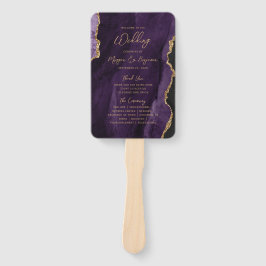 Lila Gold Agate Script-Hochzeitsprogramm Fächer