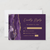 Lila Gold Agate Script Wedding RSVP Card (Vorderseite)