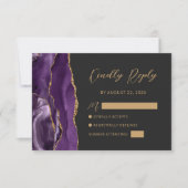 Lila Gold Agate Script Wedding RSVP Card Karte (Vorderseite)