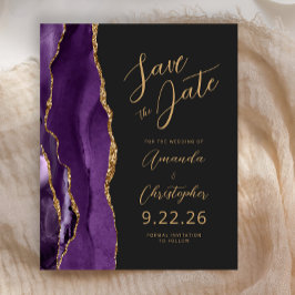 Lila Gold-Agate-Skript Save the Date