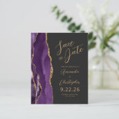 Lila Gold-Agate-Skript Save the Date (Stehend Vorderseite)