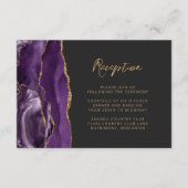 Lila Gold Agate Slate Script Hochzeitsempfang Begleitkarte (Vorderseite)