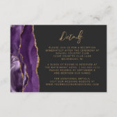 Lila Gold Agate Slate Skript Hochzeitsdetails Begleitkarte (Vorderseite)