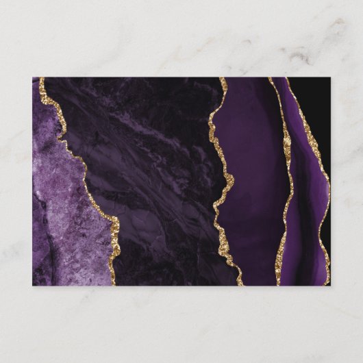 Lila Gold Agate Slate Skript Hochzeitsdetails Begleitkarte (Rückseite)