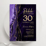 Lila Gold Agate Überraschung 30. Geburtstag Einladung<br><div class="desc">Lila und goldfarben überraschen 30. Geburtstag Party Einladung. Elegantes modernes Design mit Aquarellfarben-marmorgeode Hintergrund,  Imitate Glitzer Gold und Typografie Skript-Schriftart. Die trendige Einladungskarte eignet sich perfekt für eine stilvolle Damenfeier. Gedruckte Zazzle Einladungen oder Sofortdownload digitalen druckbaren Vorlage.</div>