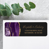 Lila Gold Agate Wedding Rücksendeadresse
