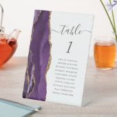 Lila Gold Agate Wedding Tischnummer Sockelschild (In Situ)