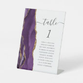 Lila Gold Agate Wedding Tischnummer Sockelschild (Vorderseite)