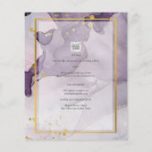 Lila Gold Alkohol INK Abstraktes FOTO Hochzeit Flyer (Hinten)