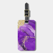 Lila Gold Alkohol Tinte Personalisierte Informatio Gepäckanhänger (Vorderseite vertikal)