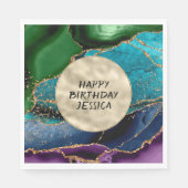 Lila Gold Aqua Green Glitz Serviette (Vorderseite)