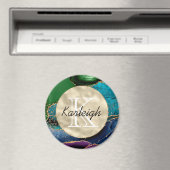 Lila Gold Aqua Green Monogram Magnet (In Situ (Geschirrspüler))