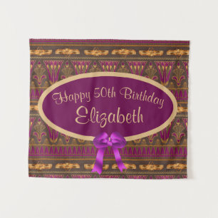 Lila Gold Art Deco Print 50. Geburtstag Wandteppich