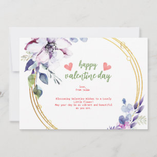lila gold-ästhetische Blume Valentinstag Kaffeetas Feiertagskarte