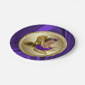 Lila Gold Baby Duschpapier-Teller Pappteller (Schrägansicht)