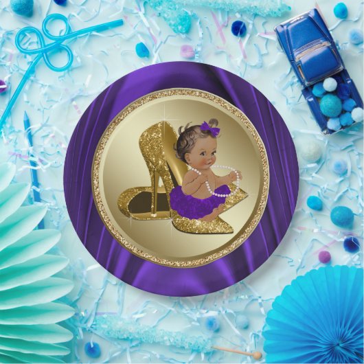 Lila Gold Baby Duschpapier-Teller Pappteller (Party)
