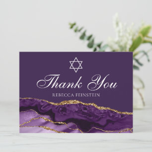 Lila Gold Bat Mitzvah Star von David Custom Dankeskarte