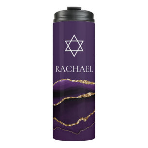 Lila Gold Bat Mitzwa-Schmuck jüdischer Thermosbecher