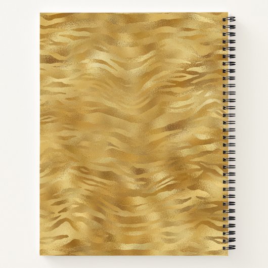 Lila Gold Black Tiger Stripe Muster Monogramm Notizblock (Rückseite)