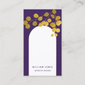 Lila Gold-Blätter Moderner Bogenkennwert QR-Code Visitenkarte (Vorderseite)