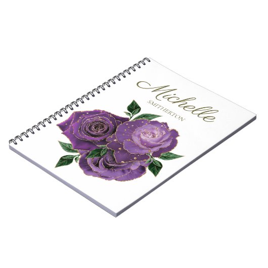 Lila Gold Blume Weißes Notebook Notizblock (Linke Seite)