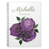 Lila Gold Blume Weißes Notebook Notizblock (Vorderseite)