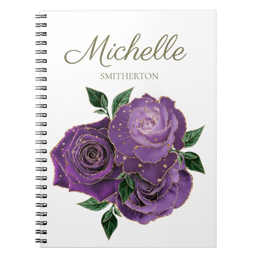Lila Gold Blume Weißes Notebook Notizblock (Vorderseite)