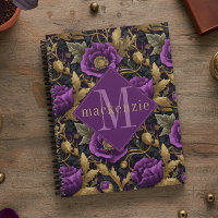 Lila Gold Blumen William Morris Elegantes Monogram