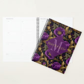 Lila Gold Blumen William Morris Elegantes Monogram Planer (Anzeige)