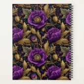 Lila Gold Blumen William Morris Elegantes Monogram Planer (Rückseite)
