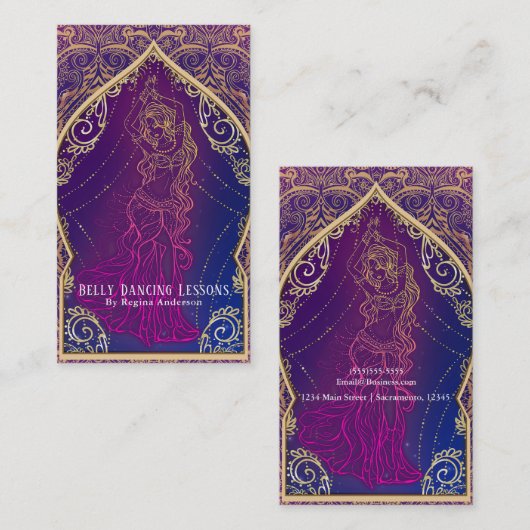 Lila & Gold Bly Tanzstunden Tanz Visitenkarte (Vorne/Hinten)