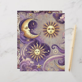 Lila & Gold Boho Celestial Sun & Moon Scrapbook