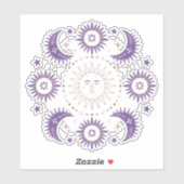 Lila & Gold Boho Celestial Sun & Moon Scrapbook Aufkleber (Blatt)