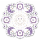 Lila & Gold Boho Celestial Sun & Moon Scrapbook Aufkleber (Vorderseite)