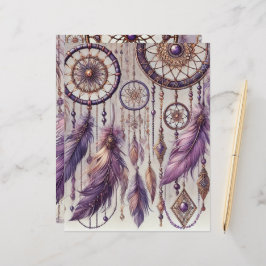 Lila & Gold Boho Dreamcatcher Pattern Scrapbook