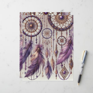 Lila & Gold Boho Dreamcatcher Pattern Scrapbook