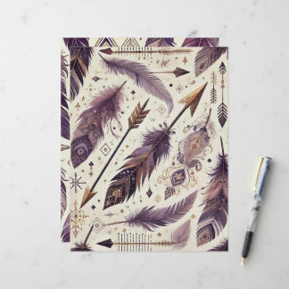 Lila & Gold Boho Pfeile und Feathers Scrapbook