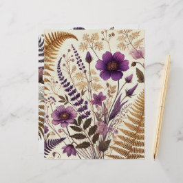 Lila & Gold Boho Wildblumen und Ferns Scrapbook