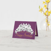 Lila Gold Bouquet Weiße Daffodils Happy Birthday Karte (Gelbe Blume)