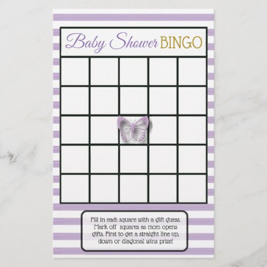 Lila & Gold Butterfly Baby Showspiele Flyer (Vorne)