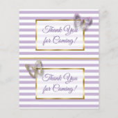 Lila & Gold Butterfly Babydusche Windelwanne Flyer (Hinten)