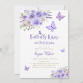 Lila Gold Butterfly Floral Baby Dusche Einladung (Vorderseite)