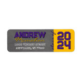 Lila Gold Chalkboard Abschluss Rücksendeadresse (Vorne)